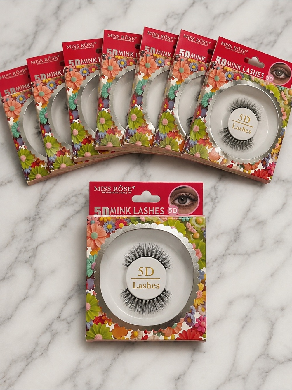 Bundle of 3 MISS ROSE 5D Mink False Eyelashes Wispy Reusable Lashes | New